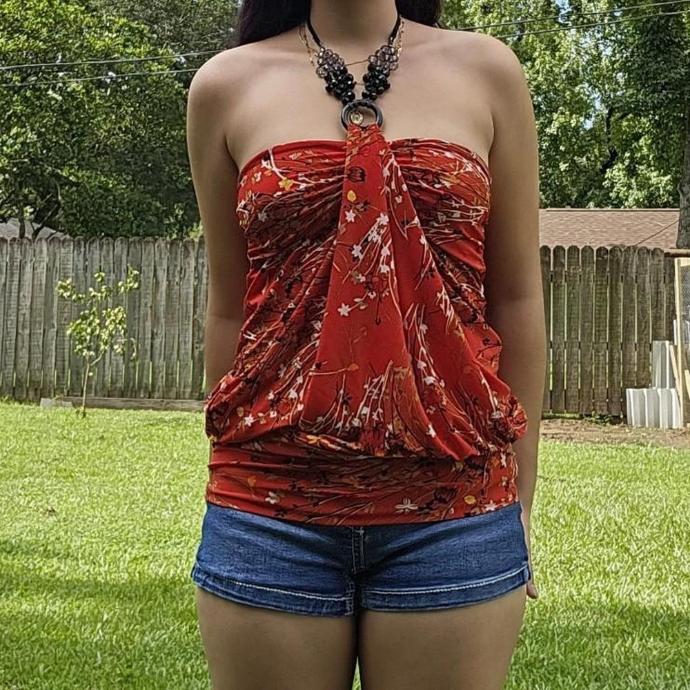 SOLD on My Depop 2000s Beaded Halter top/club dress